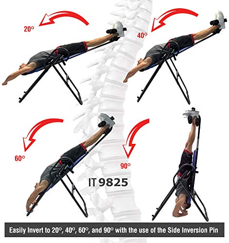 Body Vision IT9825 Premium Inversion Table with Adjustable Head Rest & Lumbar Support Pad, - Heavy Dutyup to 250 lbs., Gray