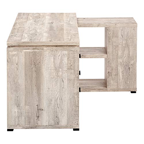 Monarch Specialties L-Shaped Corner Left or Right Facing Home & Office Computer Desk, 60"L, Taupe Reclaimed