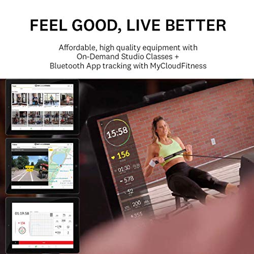 Women’s Health Men’s Health Bluetooth Rower Rowing Machine with 6 Month Free MyCloudFitness App, Black (1638)