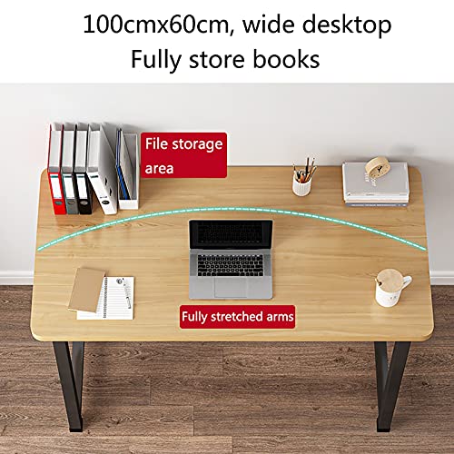 Computer Desk, Modern PC Table, Office Desk Sturdy Writing Workstation for Home/Office, Black Metal Frame, 39.37 Inch