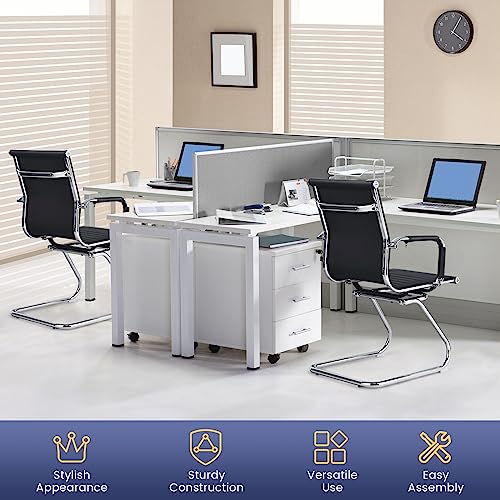 Tangkula Office Guest Chair Set of 4 - Heavy Duty Reception Chairs with Arm Sleeves & Sled Base