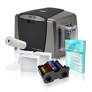 Fargo DTC1250e Dual-Side ID Card Printer + Supplies with CloudBadging Software