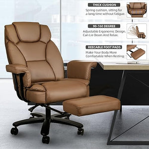 GYI Big and Tall Office Chair 400LBS with Wide Seat, Arms, and Footrest - Brown - 2 Units