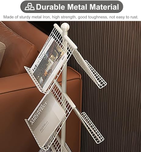 TIST Heavy Duty Rotatable Magazine Rack with Tapered Base - Black/Gold