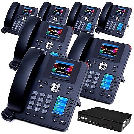 Xblue Qb Advanced Qb1007 IP Phone System Bundle - Black, 7 Phone Bundle