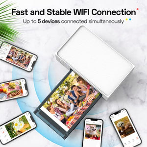 Liene 4x6'' Photo Printer, Battery Edition, Wireless Photo Printer for iPhone, Smartphone, Android, Computer, Dye Sublimation Printer, Full-Color Photo, 20 Sheets, Picture Printer for Travel, Home Use