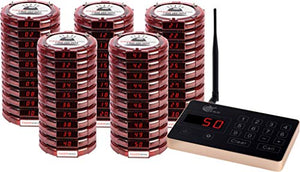 Pager Genius Restaurant Wireless Pager System - 50 Table Guest Pagers/Buzzers - Zero Monthly Fees - USA Customer Support/Warranty