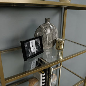 Sauder International Lux Bookcase, Satin Gold Finish