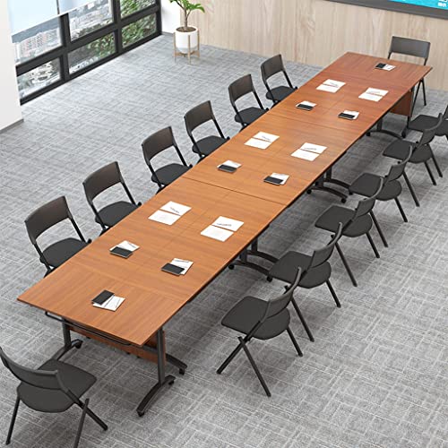 NaLoRa Flip Top Mobile Training Table with Lockable Wheels, Boardroom Desk (Brown, Multiple Sizes Available)