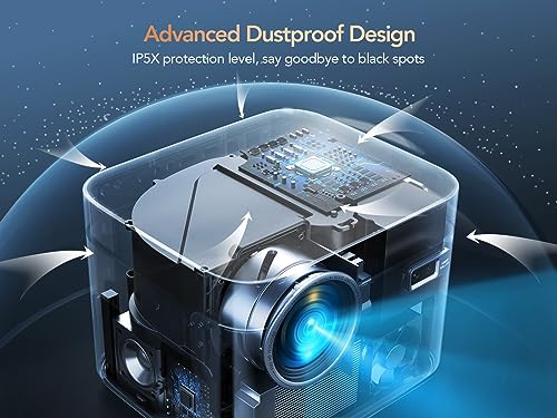 TOPTRO X7 Android TV Projector with Auto Focus/Keystone, WiFi, Bluetooth, 4K Supported - 600 ANSI, Dust-proof, 50% Zoom, Outdoor - Netflix/YouTube Built-in, 8000+ Apps