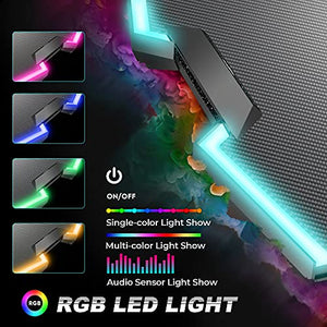 GALAXHERO Gaming Desk, 61.2'' Computer Desk with RGB LED Lights and Aluminum Alloy Legs, Gamer Workstation with Carbon Fiber Texture Surface and Full Size Mouse Pad