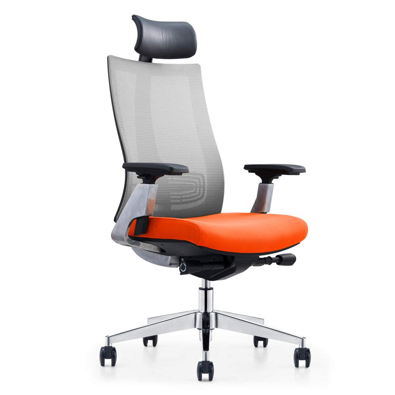 GAOAG Ergonomic Office Chair High Back Lumbar Support Adjustable Swivel Best 2019 Luxury Mesh Chair with Armrest Headrest Orange Grey