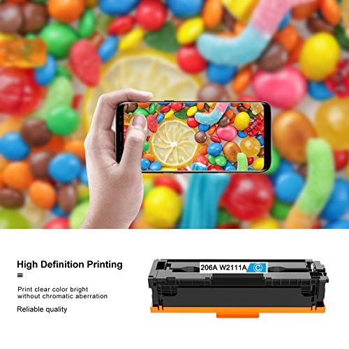 2 Pack 206A | W2111A Toner Cartridge Replacement for HP Color Laserjet Pro M255-M256 Series M255nw M255dw M255dn MFP M282-M283 M282-M285 M282nw M283fdn M283fdw M283cdw Printer Cartridge(Cyan).