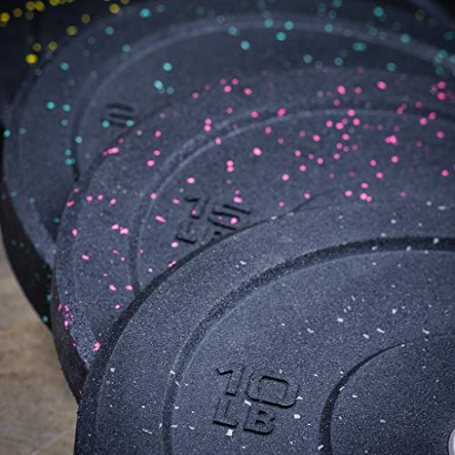 GRIND Fitness Fleck Crumb Rubber Plates, Colored Olympic Weight Plates, Bumper Free Weights for Weight Lifting and Strength Training, Sold in Pairs, 2" Steel Insert (45lb Pair)