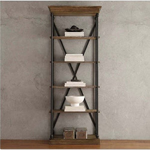 Wooden Bookcase with Fixed Shelves Featuring a Rustic, Industrial, Factory or Urban Look