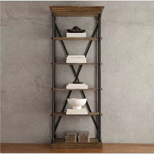 Wooden Bookcase with Fixed Shelves Featuring a Rustic, Industrial, Factory or Urban Look