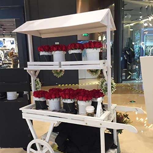 Flower Rack Outdoor Wooden Trolley - Retro Country Courtyard Decor