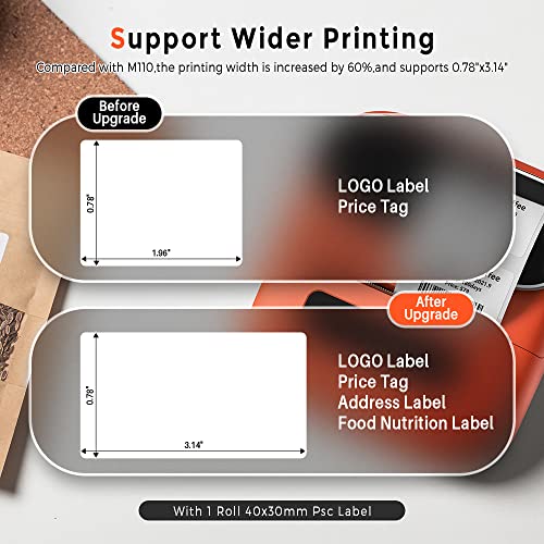 Phomemo M220 Label Printer, Portable Barcode Printer, 3.14 Inch Bluetooth Thermal Label Maker for Barcodes, Name, Address, Labeling, with 1 Roll 1.57"x1.18" and 3 Rolls 2.35"x 1.57" Label Tapes