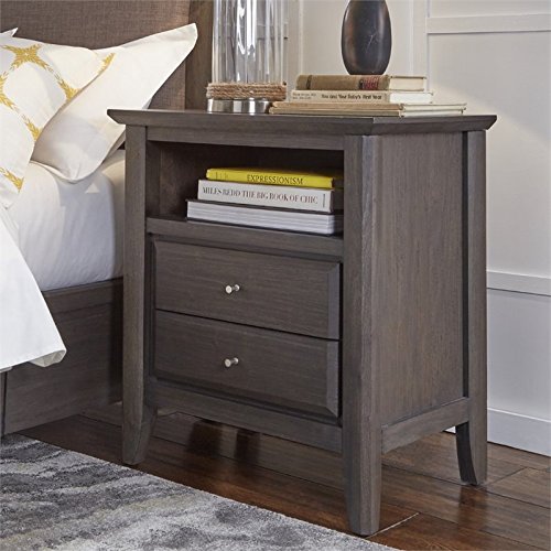 Modus Furniture 1X5781 City II Two-Drawer Nightstand, Basalt Gray