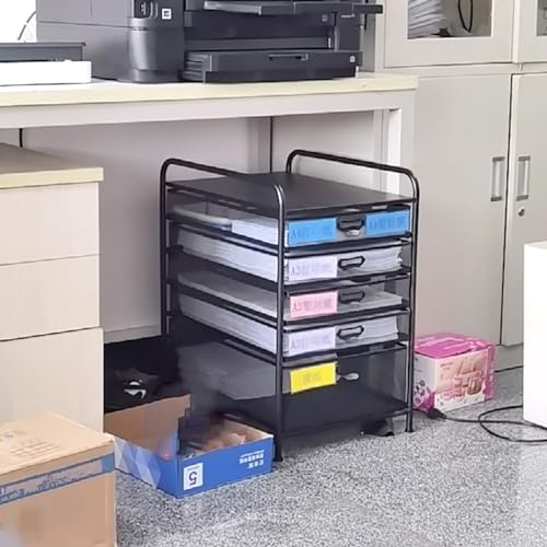 SaiFfe Mesh File Storage Drawer Cart with 4 Swivel Casters - Black, 10 Drawers
