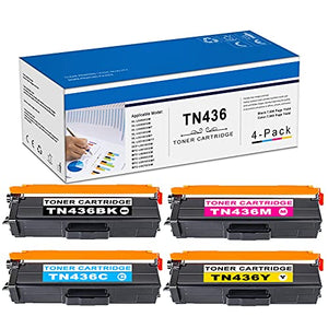 Compatible 4 Pack(1BK+1C+1M+1Y) TN436BK TN436C TN436M TN436Y Cartridge Replacement for Brother HL-L8260CDW L8360CDWT L9310CDW DCP-L8410CDW MFC-L8610CDW Printer Toner Cartridge