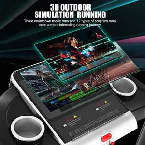 SYTIRY Treadmill with Screen,Treadmills for Home with 10" HD tv Touchscreen&WiFi Connection,3.25hp Motor, Folding Exercise Equipment Machine with Workout Program, Hydraulic Drop