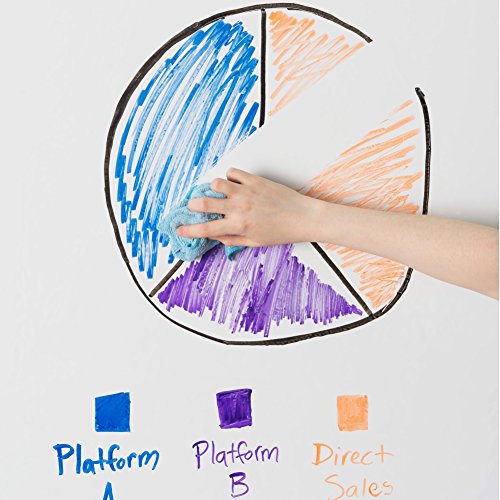 Think Board Premium Whiteboard Film, Peel and Stick, X-Large (White) (4'x12') XL Peel and Stick Dry Erase Board Wall Cling for Home and Office, Removable Wall Decals, Super Sticky, Stain-Proof