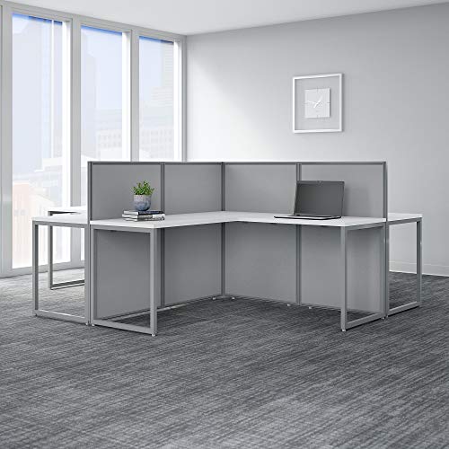 Bush Business Furniture Easy Office 4 Person L Shaped Cubicle Desk Workstation, 60W x 45H, Pure White