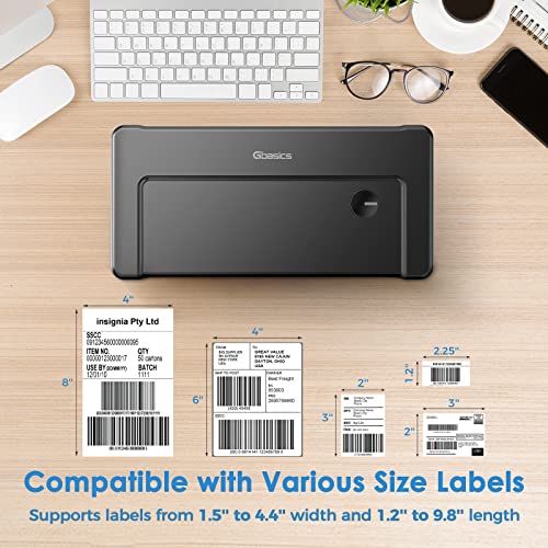 Shipping Label Printer - Gbasics Thermal Label Printer with Label Holder 150mm/s High-Speed Inkless Printing, USB 4x6 Label Printer for Amazon Shopify USPS, Support Windows/Mac OS/Linux(NO ChromeOS)
