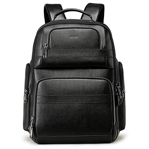 BOPAI 40L Genuine Leather Backpack for Men 15.6 inch Laptop Backpack with USB Charging Business Travel Backpack