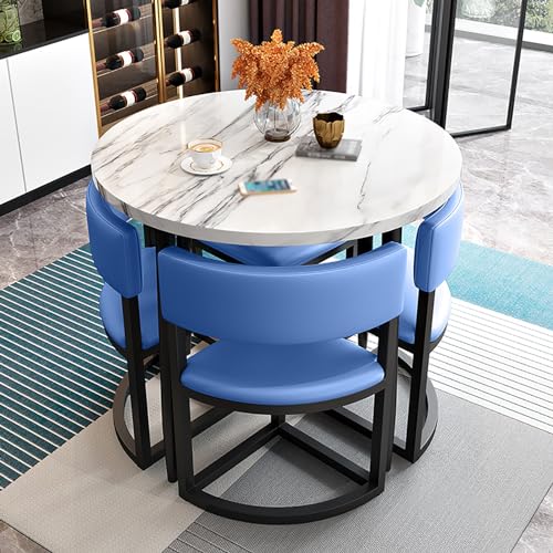 BYJSJY Round Dining Table and 4 Chairs Set, Negotiation Table and Chair, 80cm Small Round Tables - Color A4