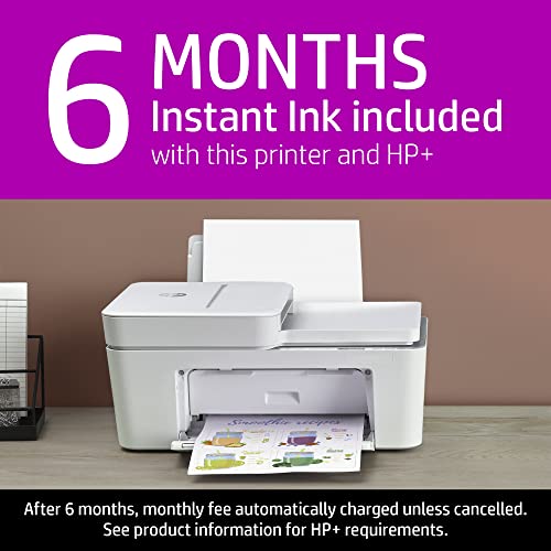 HP DeskJet 4155e All-in-One Wireless Color Printer, with bonus 6 months free Instant Ink with HP+ (26Q90A) , White