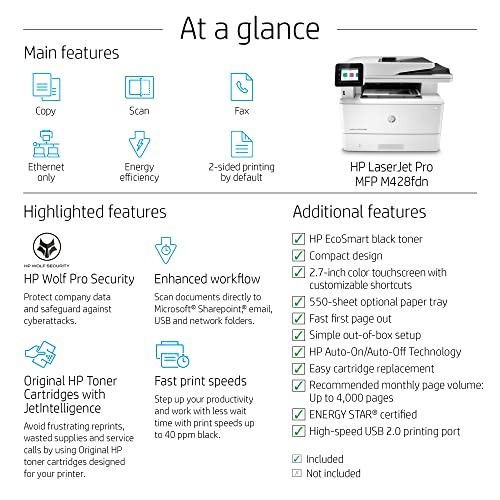 HP W1A29A#BGJ Laserjet Pro M428fdn Network Monochrome Laser