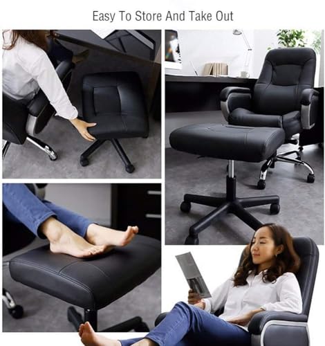 ZIRRFA Under Desk Footrest with Wheels - Gaming Chair Foot Stool, Height Adjustable 360° Rolling Leg Rest