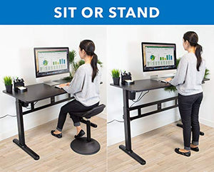 MOUNT-IT! Electric Standing Desk With Tabletop [55.1" x 23.6"] | Motorized Sit Stand Desk With Memory Control Panel, Height Adjustable Powered Desks for Home and Office, Leveling Feet (Black)
