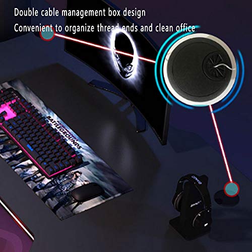 FEILA Gaming Desk 55inches PC Computer Desk, Home Office Desk Gaming Table Curved Shaped Gamer Workstation with Cup Holder and Headphone Hook, High-end Enjoyment