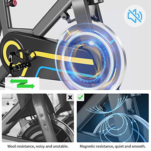 FUNMILY Indoor Cycling Bike, Stationary Exercise Cycle for Home Cardio Workout Fitness with 10 Level Adjustable Magnetic Resistance, LCD Monitor, Larger Seat and Heart Rate Handlebar