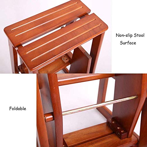 LUCEAE Wooden Folding 3 Step Stool Chair - Portable & Sturdy - 150Kg Load
