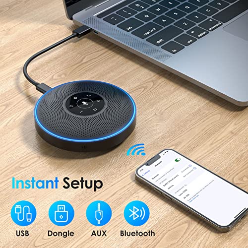EMEET M220 Professional Wireless Speakerphone - 360°Voice Pick-up, 8 AI Noise Cancellation Mics, Bluetooth, Skype Speakerphone