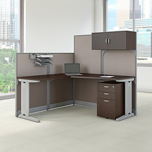 Bush Business Furniture Office in an Hour 65W x 65D LWorkstation with Storage and Accessory Kit in Mocha Cherry