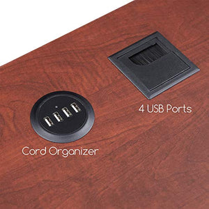 GOOD & GRACIOUS L-Shaped Desk Computer Corner Desk with Drawer Writing Studying PC Laptop Gaming Table Space-Saving for Workstation Home Office, Cherry