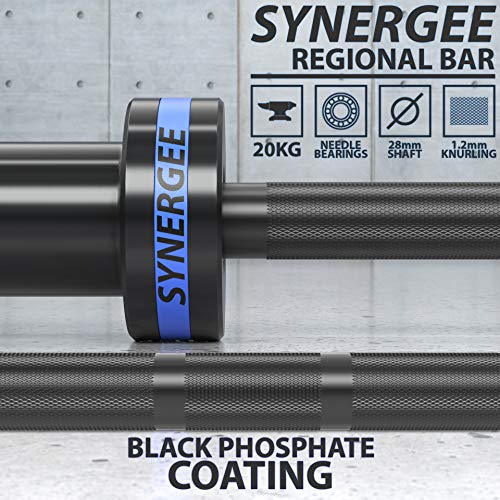 Synergee Regional Olympic 20kg Men’s Black Phosphate Barbell. Rated 1500lbs for Weightlifting, Powerlifting and Crossfit