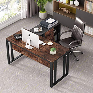 Tribesigns L-Shaped Computer Desk, 55 inch Large Executive Office Desk Business Furniture with 40 inch 2 Drawer Lateral Mobile File Cabinet Printer Stand, Letter Size for Home Office(Rustic)