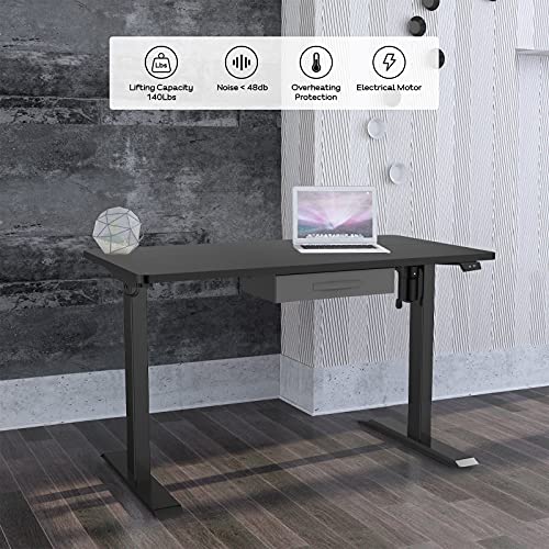 Electric Height Adjustable Standing Desk, 48 x 24 Inch Stand Up Desk Workstation with Desktop (03, Black)