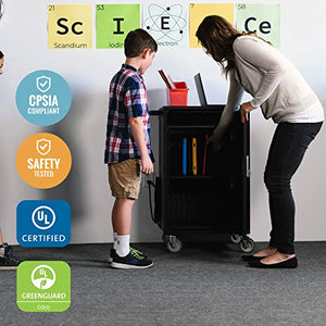 ECR4Kids 30-Bay Charging Cart, Classroom Storage, Black