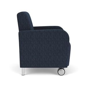 Lesro Siena Polyurethane Lounge Reception Guest Chair in Blue/Steel