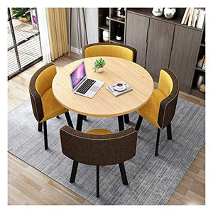 AkosOL Business Dining Table Set - Space-Saving 5-Piece Wooden Round Table & Chair Set