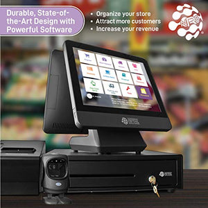 NRS Cash Register for Small Businesses (USA ONLY)- POS System Bundle Includes -Merchant Touch Screen Monitor, Customer-Facing Display, Barcode Scanner, Cash Drawer and Receipt Printer