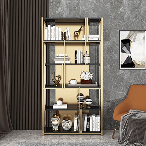 SERUMY Stainless Steel Black Bookshelf for Bedroom - 120