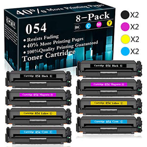 8 Pack (2BK+2C+2M+2Y) Cartridge 054 CRG-054 Toner Cartridge Replacement for Canon Color Image Class LBP621Cw LBP622Cdw LBP623Cdw MF642Cdw MF644Cdw MF640C MF641Cw MF643Cdw MF645Cx Printer
